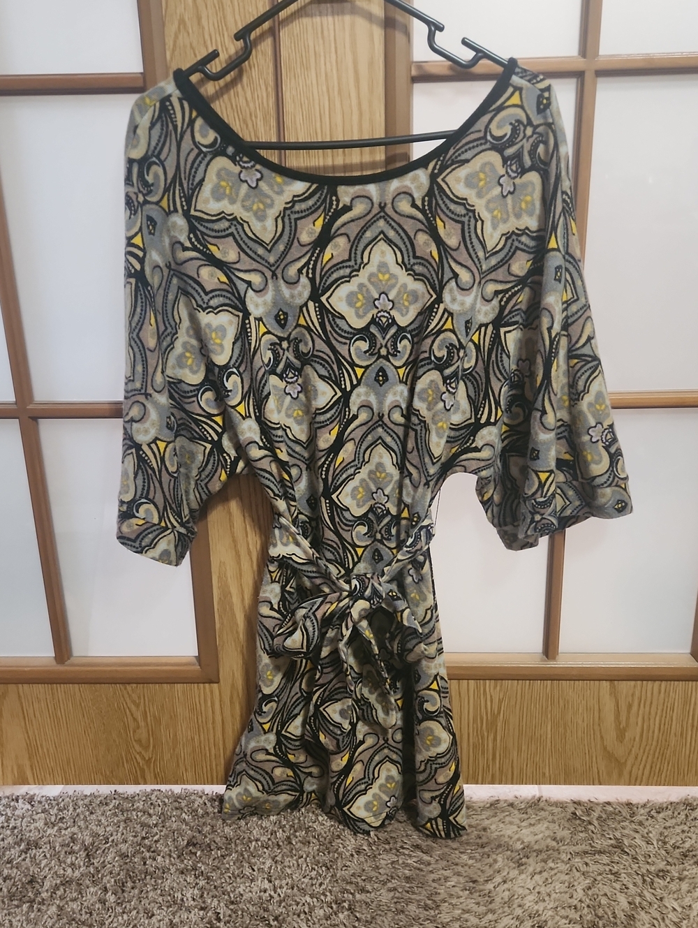 Aryeh Anthropologie Groovy Hippie Tie Waist Dress With Wide Sleeves Size Small